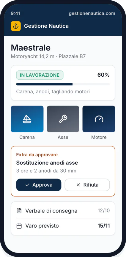 Il portale dell'armatore sul telefono